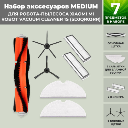 Набор аксессуаров Medium для робота-пылесоса Xiaomi Mi Robot Vacuum Cleaner 1S (SDJQR03RR), черные боковые щетки
